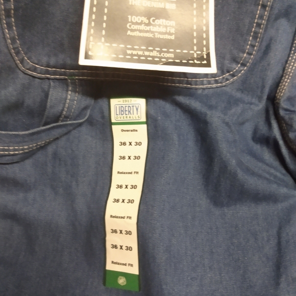 1912 Liberty Bib Overalls, sz 36x30, Blue, 100% cotton, NWT - Picture 5 of 10